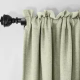 Rod Pocket Faux Linen Textured Curtain Drape Olive