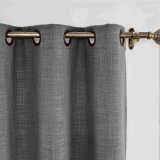 CUSTOM Liz Carbon Grey Polyester Linen Window Curtain Drapery with Lined