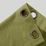 Antique Bronze Grommet Faux Linen Curtain Panel Olive