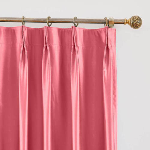 Polyester Cotton Silky Drape with Blackout Lined Pinch Pleated Window Curtain Panel LHZ