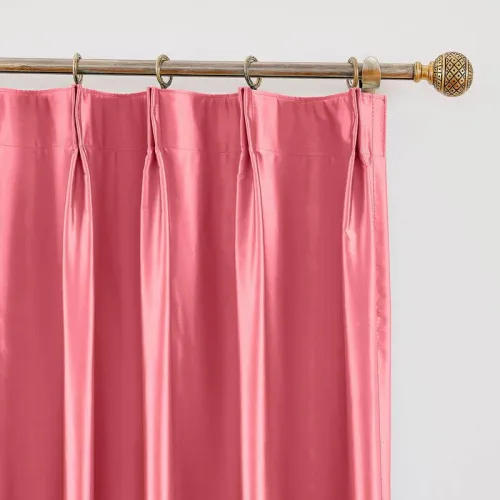 Polyester Cotton Silky Drape with Blackout Lined Pinch Pleated Window Curtain Panel LHZ