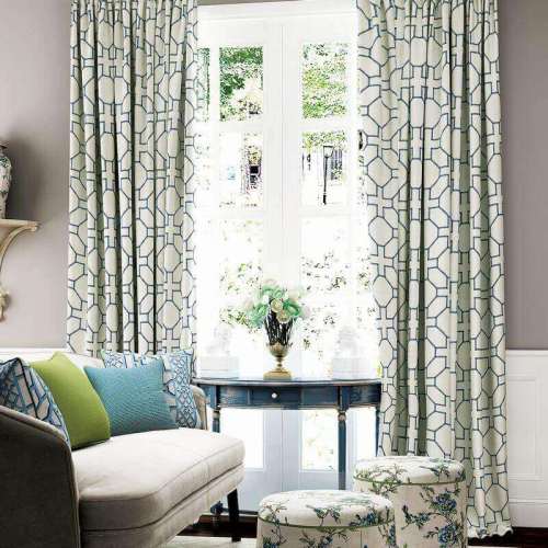 Geo Print Tab Top Curtains With Blackout Lining