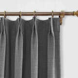 CUSTOM Liz Carbon Grey Polyester Linen Window Curtain Drapery with Lined