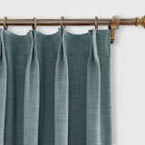CUSTOM Liz Blue Grey Polyester Linen Window Curtain Drapery with Lined