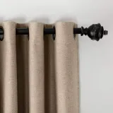 Antique Bronze Grommet Faux Linen Curtain Panel Olive