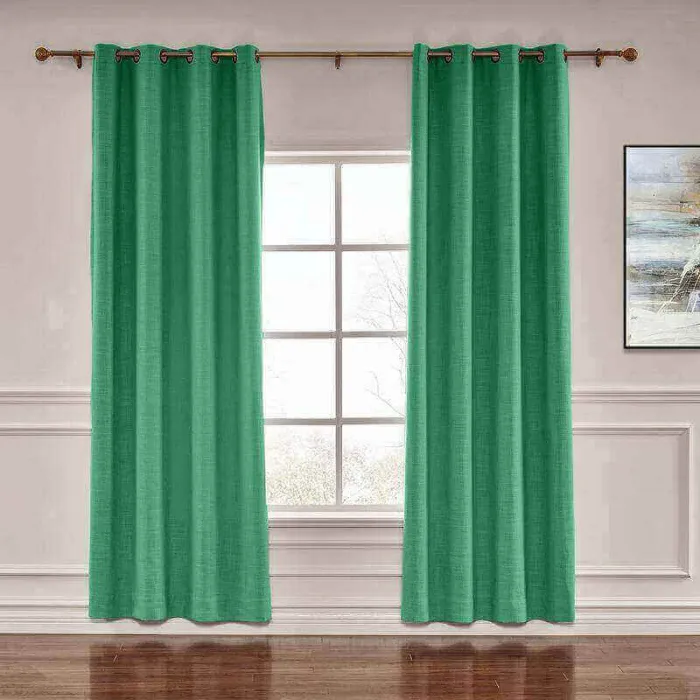 CUSTOM Liz Peacock Polyester Linen Window Curtain Drapery with Lined