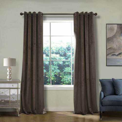 CUSTOM Birkin Brown Velvet Curtain Drapery With Lining For Traverse Rod Pole or Track