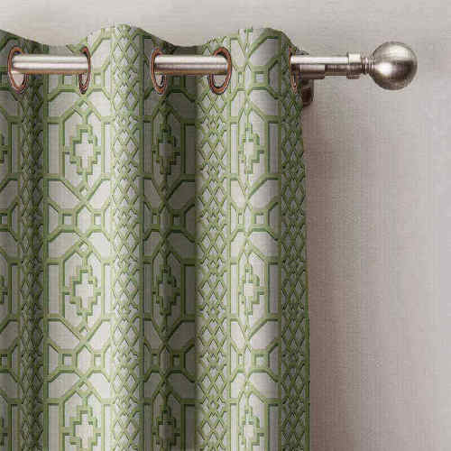 Trellis Print Antique Bronze Grommet Polyester Cotton With Blackout Lined Window Drapes