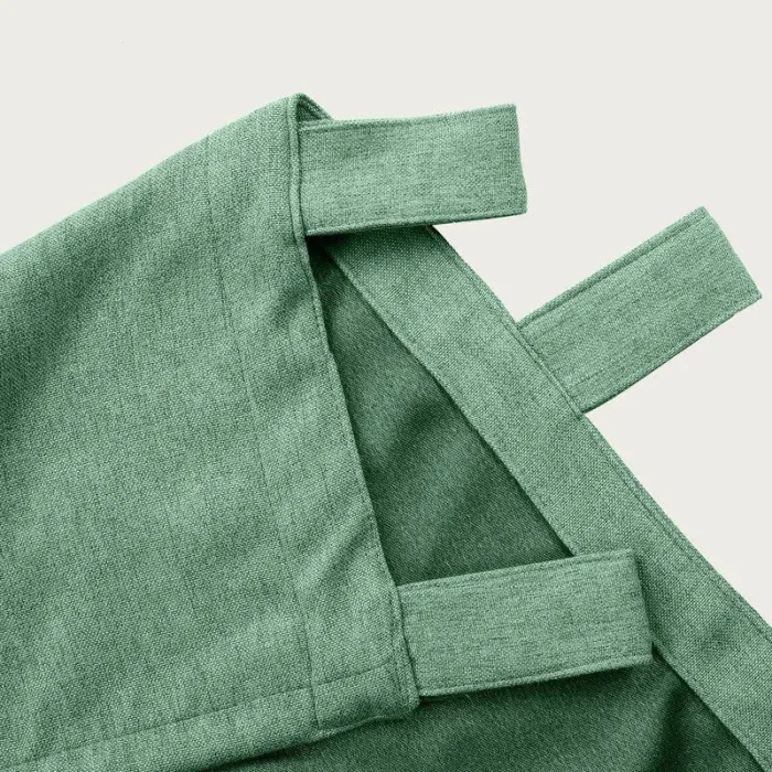 Textured Faux Linen Window Curtain Tab Top Drapery Olive