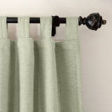Textured Faux Linen Window Curtain Tab Top Drapery Olive
