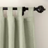 Textured Faux Linen Window Curtain Tab Top Drapery Olive