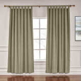 Tab Top Faux Linen with Blackout Lined Window Curtain Panel LIZ