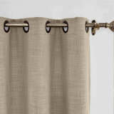 CUSTOM Liz Grey Beige Polyester Linen Window Curtain Drapery with Lined
