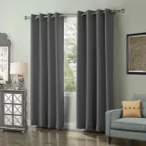 Set of 2 Antique Bronze Grommet Thermal Insulated Blackout Curtain Paz