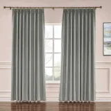 CUSTOM Liz Rock Grey Polyester Linen Window Curtain Drapery with Lined
