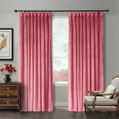 CUSTOM Birkin Rose Velvet Curtain Drapery With Lining For Traverse Rod Pole or Track