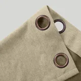 Antique Bronze Grommet Faux Linen Curtain Panel Olive
