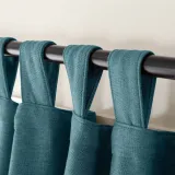 Textured Faux Linen Window Curtain Tab Top Drapery Olive