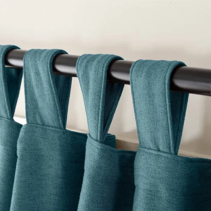 Textured Faux Linen Window Curtain Tab Top Drapery Olive