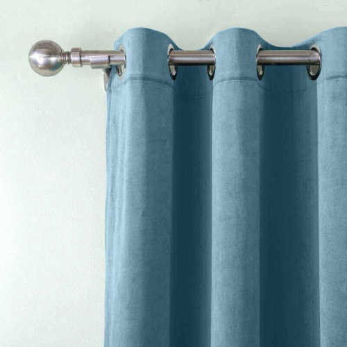 CUSTOM Birkin Sky Blue Velvet Curtain Drapery With Lining For Traverse Rod Pole or Track