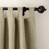 Textured Faux Linen Window Curtain Tab Top Drapery Olive