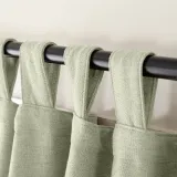 Textured Faux Linen Window Curtain Tab Top Drapery Olive