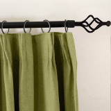 Heavyweight Faux Linen Curtain Pinch Pleat Drapery For Traverse Rod Ring Clip or Track Olive