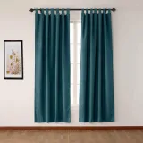 Textured Faux Linen Window Curtain Tab Top Drapery Olive