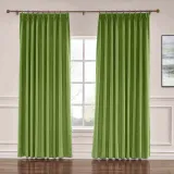 CUSTOM Liz Green Polyester Linen Window Curtain Drapery with Lined