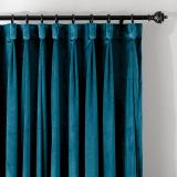 CUSTOM Birkin Blue Velvet Curtain Drapery With Lining For Traverse Rod Pole or Track