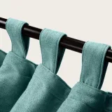Textured Faux Linen Window Curtain Tab Top Drapery Olive