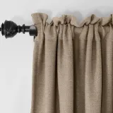 Rod Pocket Faux Linen Textured Curtain Drape Olive
