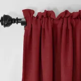 Rod Pocket Faux Linen Textured Curtain Drape Olive