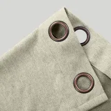 Antique Bronze Grommet Faux Linen Curtain Panel Olive