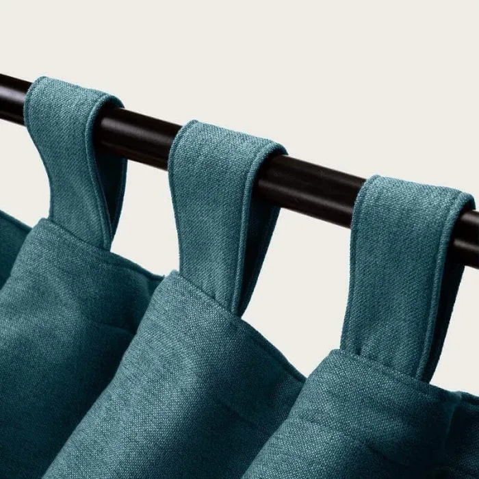 Textured Faux Linen Window Curtain Tab Top Drapery Olive