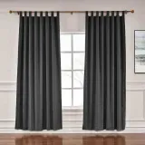 CUSTOM Liz Black Polyester Linen Window Curtain Drapery with Lined