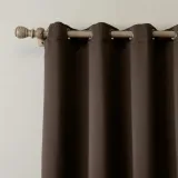 Set of 2 Antique Bronze Grommet Thermal Insulated Blackout Curtain Paz