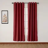 Antique Bronze Grommet Faux Linen Curtain Panel Olive