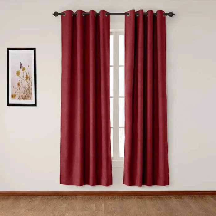 Antique Bronze Grommet Faux Linen Curtain Panel Olive