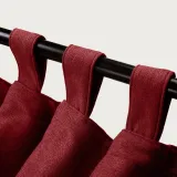 Textured Faux Linen Window Curtain Tab Top Drapery Olive