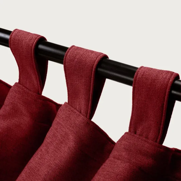 Textured Faux Linen Window Curtain Tab Top Drapery Olive