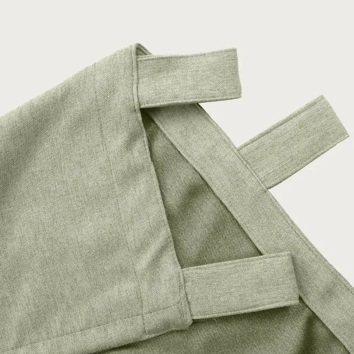 Textured Faux Linen Window Curtain Tab Top Drapery Olive