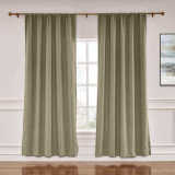 Rod Pocket Faux Linen Window Curtain with Blackout Lined LIZ