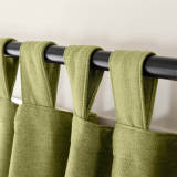 Textured Faux Linen Window Curtain Tab Top Drapery Olive