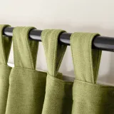 Textured Faux Linen Window Curtain Tab Top Drapery Olive