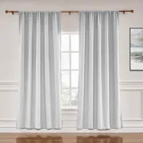 CUSTOM Liz Beige White Polyester Linen Window Curtain Drapery with Lined