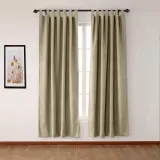 Textured Faux Linen Window Curtain Tab Top Drapery Olive