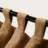 Textured Faux Linen Window Curtain Tab Top Drapery Olive