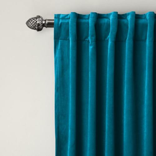 CUSTOM Birkin Blue Velvet Curtain Drapery With Lining For Traverse Rod Pole or Track