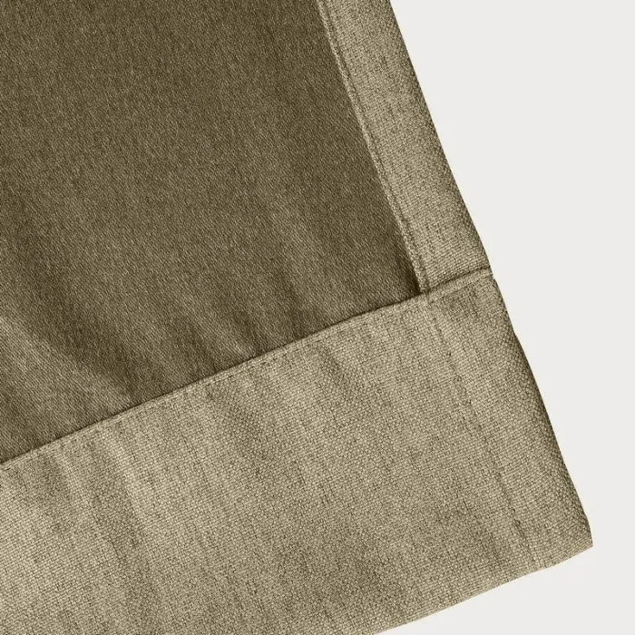 Textured Faux Linen Window Curtain Tab Top Drapery Olive